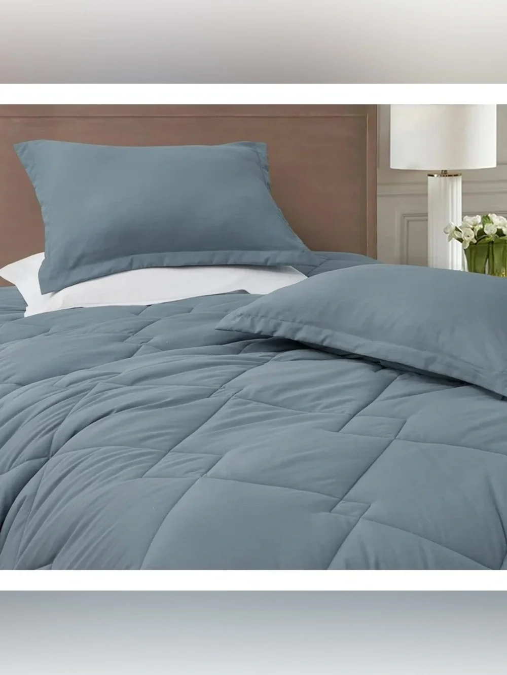 Blue king 3 piece Quilted king Comforter Set - Soft Microfiber Bedding